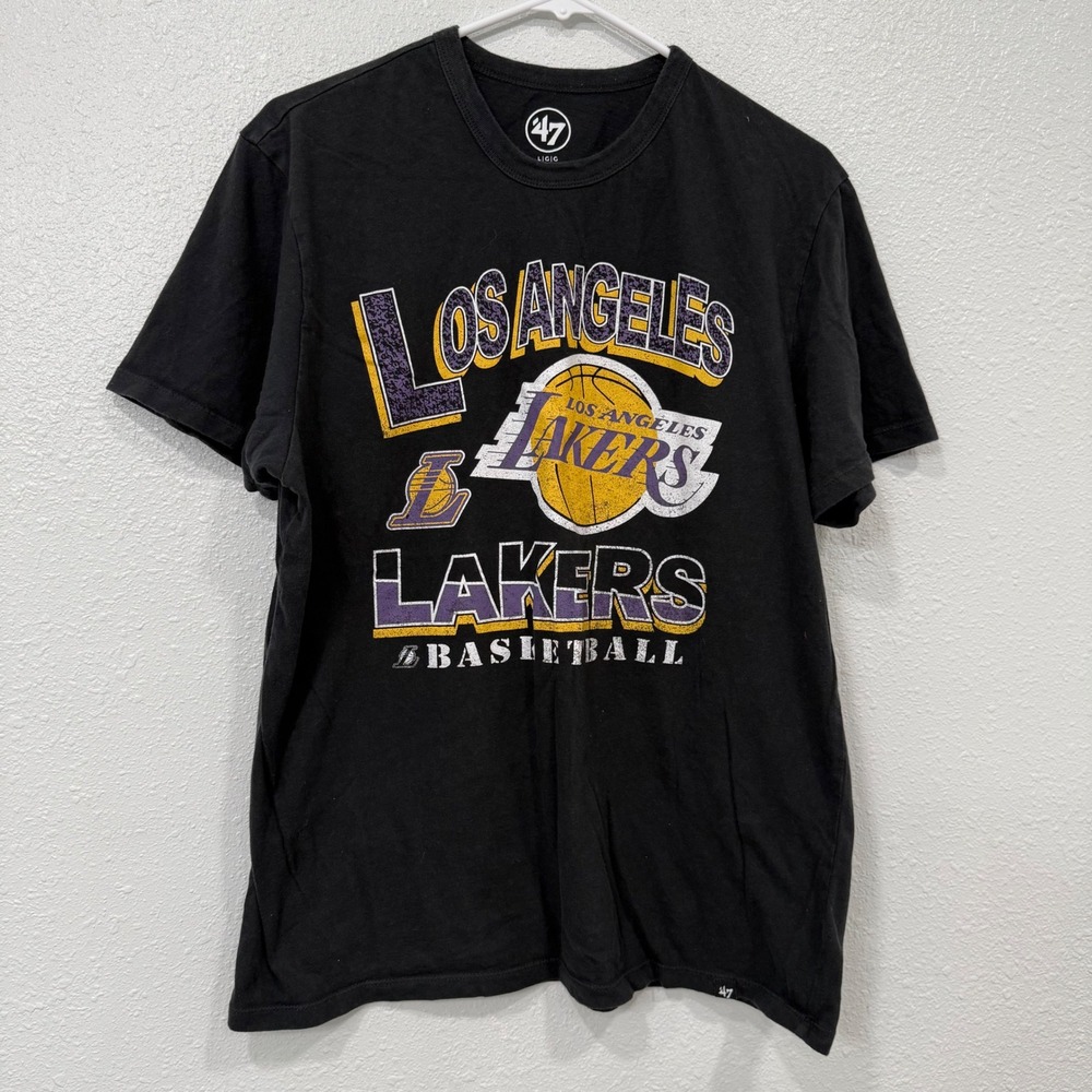 47 Brand‎ Los Angeles Lakers NBA Basketball Graphic T-Shirt Black Mens Large